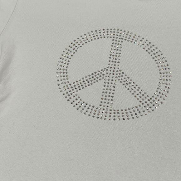 Lonely Ghost Bedazzled Peace Sign Crop Tee - Picture 3 of 5